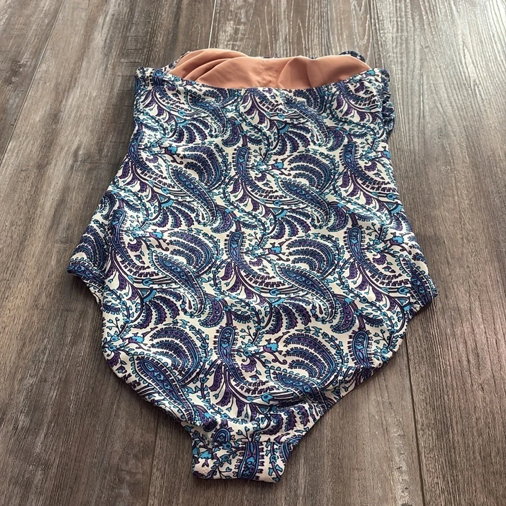 J. Crew Ratti Bandeau Paisley Print Swimsuit size 8